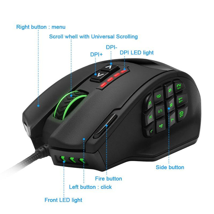 USB Gaming Mouse 16400DPI 19 buttons ergonomic design